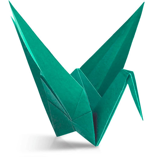 my mascot; green folded origami crane